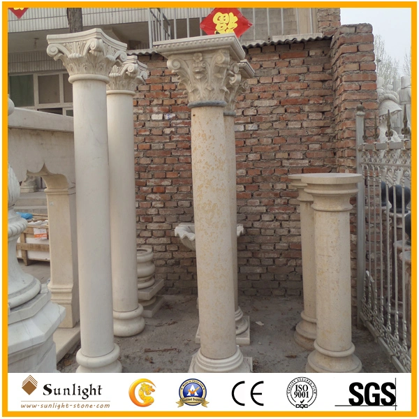 Polished Marble Granite Stone Roman Columns, Volakas White Marble Columns