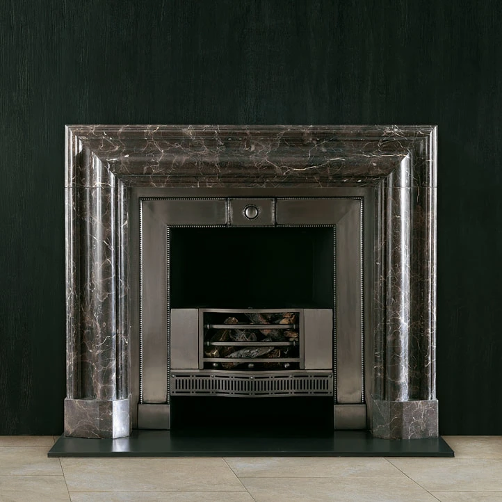 Dark Emperador Marble Contemporary Design Fireplace Mantel