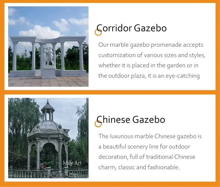 Garden Decoration Chinese Style Round Pavilion Natural Stone Green Marble Gazebo