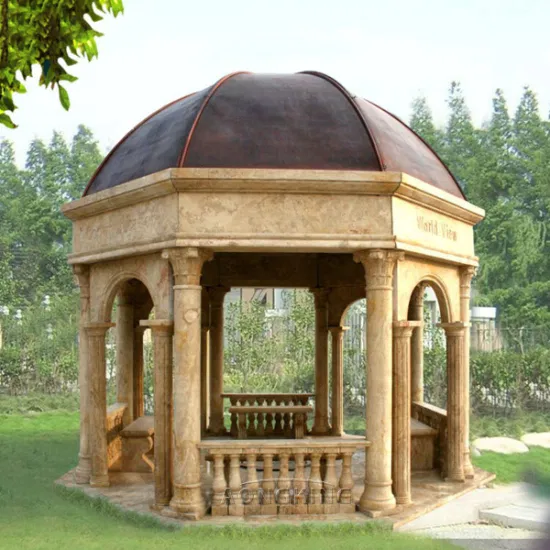 Gazebo personalizzato all'ingrosso con colonna con statua in marmo bianco di grandi dimensioni