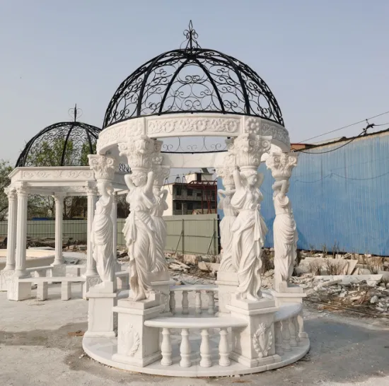 Colonna di scultura di fata in marmo bianco in stile europeo occidentale, strada pubblica, piazza, cortile, patio domestico, giardino, gazebo, scultura, scultura in marmo