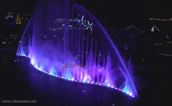 Fornitore di fontane Giardino in pietra all'aperto Grande piscina Danzante Musica d'acqua Stampi Fontane con luci RGB