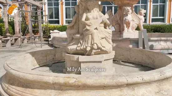 Fontana di pietra di marmo intagliata a mano di donna signora di livello dell'hotel all'aperto di design classico personalizzato naturale di lusso per l'arredamento del giardino