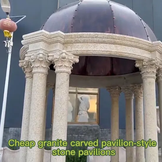 Gazebo da giardino in granito giallo ruggine con cupola in ferro battuto e copertura per doccia